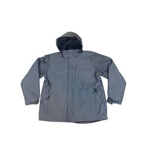 L.L. Bean Mens All Season 3-in-1 Lined Coat Jacket Zip Hooded Size LARGE Gray